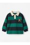 Children's Polo Collar Striped Teddy Bear Embroidered Long Sleeve Sweatshirt
