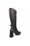 Genuine Leather Buckle Detailed Round Thick Heeled Boots - 4