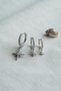 Silver Color Pole Star Model 3-Piece Earring Set