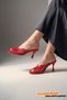 Women's Shiny Red Patent Leather Multi-Strap Thin Goblet Heeled Evening Dress Slippers - Ttoma - 6