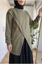 Women's Cross-Piping Detailed Slit Tunic 73 cm - 3