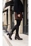 Women's Stitched Detailed Thick Heeled Round Toe Zippered Boots - 6