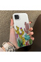 Realme C11 2021 Compatible Acrylic Hard Back Panel with Silicone Edges Cactus Patterned Phone Case - 2