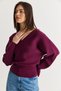 Women's Plum Cashmere Textured V-Neck Waist Fitted Knitwear Blouse Tk261132 60286574 - 4