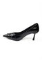 3742 Black Patent Leather Heeled Evening Dress Women's Shoes - 3