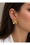Brand Model Flower Figured Pearl Detailed Women's Stainless Steel Earrings