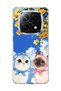 Redmi Note 14 Pro Plus 5g Compatible Scarf with Cats and Yellow Floral Print Transparent Phone Case