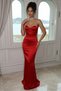 Women's Strapless Collar Fish Model Satin Stylish Evening Dress