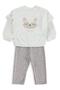 Cat Printed Shoulder Ruffle Set for 0-24 Months - White