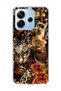 Redmi Note 14 4g Compatible Pink Flower Green Leaf Printed Transparent Phone Case