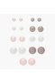 Pack of 9 Stud Earrings with Pushback Closure