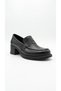 Black Women's Genuine Leather Heeled Shoes 746.2075 - 2