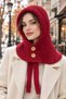 Women's Knitwear Knitted Balaclava Beanie Neck Collar, Buttoned Drawstring Winter Balaclava, Gift for Women - 6