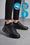 Men's Rubber Laced Rubber Sole Black Genuine Leather Casual Shoes 729 - 3