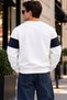 Men's Stripe Detailed Believe Printed 3 Thread Raster Crew Neck Sweatshirt - 4