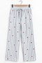 Women's Striped Red Heart Patterned Elastic Waist Lace-Up Comfortable Cut Pajama Bottoms - 4
