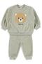 Teddy Bear Embroidered 3-18 Month Set - Khaki