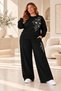 Women's Plus Size Floral Print Two-Piece Set Crew Neck Sweatshirt and Wide Leg Pants