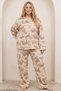 Ten Leoapar Printed Large Size Oversized Buttoned Knitted Pajama Set 8090 - 3