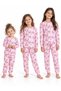 Girl's Pink Rabbit Patterned Long Sleeve Pajama Set