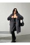 Women's Soft Texture Lined Knee Length Midi Premium Fur Coat with Pockets - 3