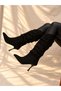Di̇ana Black Calf Leather Suede 7 cm Heel Pull-On Boots - 4