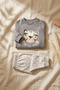 Jungle Spirit Cotton Baby Set - Smoked Tiger Embroidered Sweatshirt and Polka Dot Jogger Bottoms Combination - 6