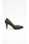 Black Women's Genuine Leather Heeled Shoes 364.7035 - 2