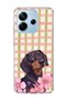 Redmi Note 14 4g Compatible Ghost Red Flower Printed Transparent Phone Case