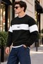 Men's Stripe Detailed Believe Printed 3 Thread Raster Crew Neck Sweatshirt - 3