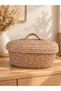 Jute Wicker Basket Oval Organizer with Lid 30X12 - 2