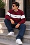 Men's Stripe Detailed Believe Printed 3 Thread Raster Crew Neck Sweatshirt - 4