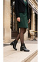 Women's Shiny Metal Accessory and Rubber Detailed Thick Heeled Zippered Boots - 7