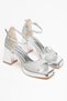 Women's Pointed Toe 8.5 cm Silver Glitter Heeled Evening Dress Shoes - 2