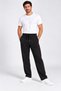 Men's Black Winter Wide-Leg Sweatpants Combed Cotton with Fleece Inside Baggy Style