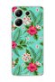 Redmi Note 13 4g Compatible Turquoise Tropical Flower Printed Transparent Phone Case