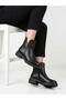 Women's Black Genuine Leather Zippered Non-Slip Sole Casual Boots - 4