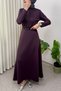 Scuba Faux Leather Belted Dress 0045 - Purple - 4