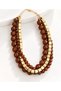 Brown Beaded Gold Detailed Multi-Layered Women's Necklace – Stylish and Modern Design - 2