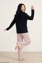 Pink Stripe Patterned Cotton Knitted Pajama Set 8094 - 5