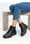 Women's black genuine leather orthopedic non-slip sole warm daily boots - 2