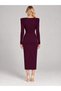Degaje Elegant Maxi Black Dress with Padded Collar - 3