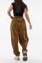 Velvet Pleated Tan Jogger Women's Trousers Coc3621 - 5