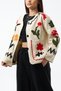 Rose Embroidered Buttoned Ecru Women's Jacket Coc3634 - 2