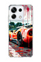 Redmi Note 13 Pro 5g Compatible Orange Race Car Printed Transparent Phone Case