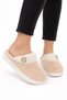 Women's Warm Plush Button Detailed House Slippers Beige