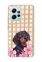 Redmi Note 12 4g Compatible Sausage Dog Pink Plaid Printed Transparent Phone Case