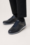 Men's Sneaker Genuine Leather Men's Shoes Dark Blue - 5