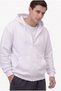 Men's white zip-up hoodie with three-thread fleece kangaroo pocket - oversized cardigan - 2