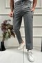Men's Gray Fabric Trousers with Elastic Waist, Lace-Up, Pleated, Cargo Pockets, Relaxed Fit - 3